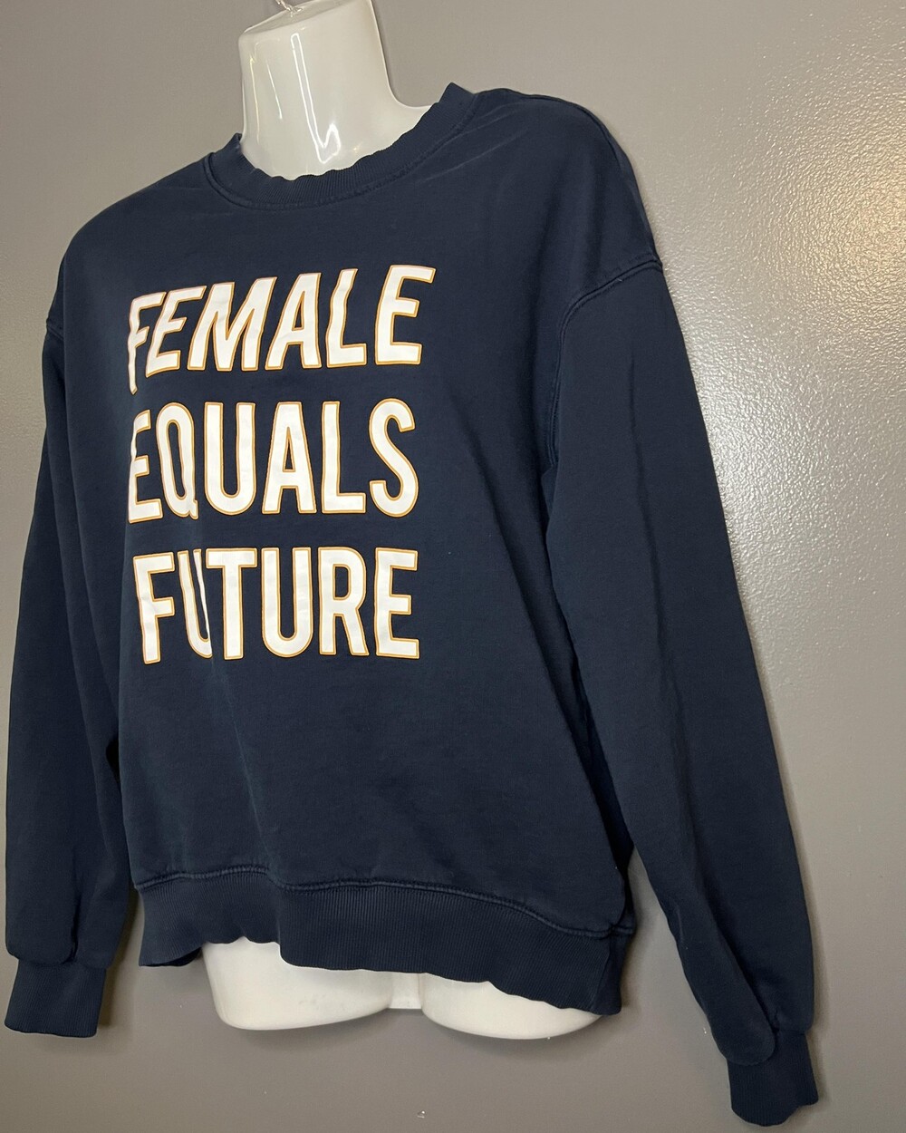 Female Equals Future H&M Divided Sweatshirt Womens Small Navy Graphic Crewneck - Picture 3 of 6